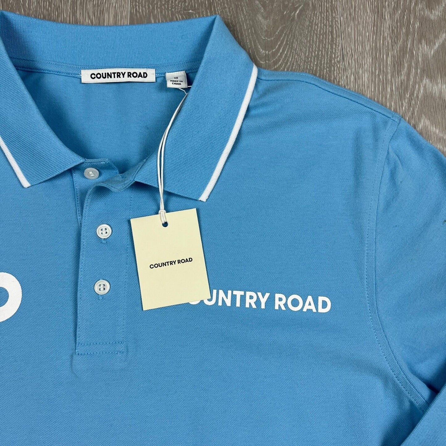 Country Road Australian Open Mens Blue Long Sleeve Polo Shirt Size Medium (New)