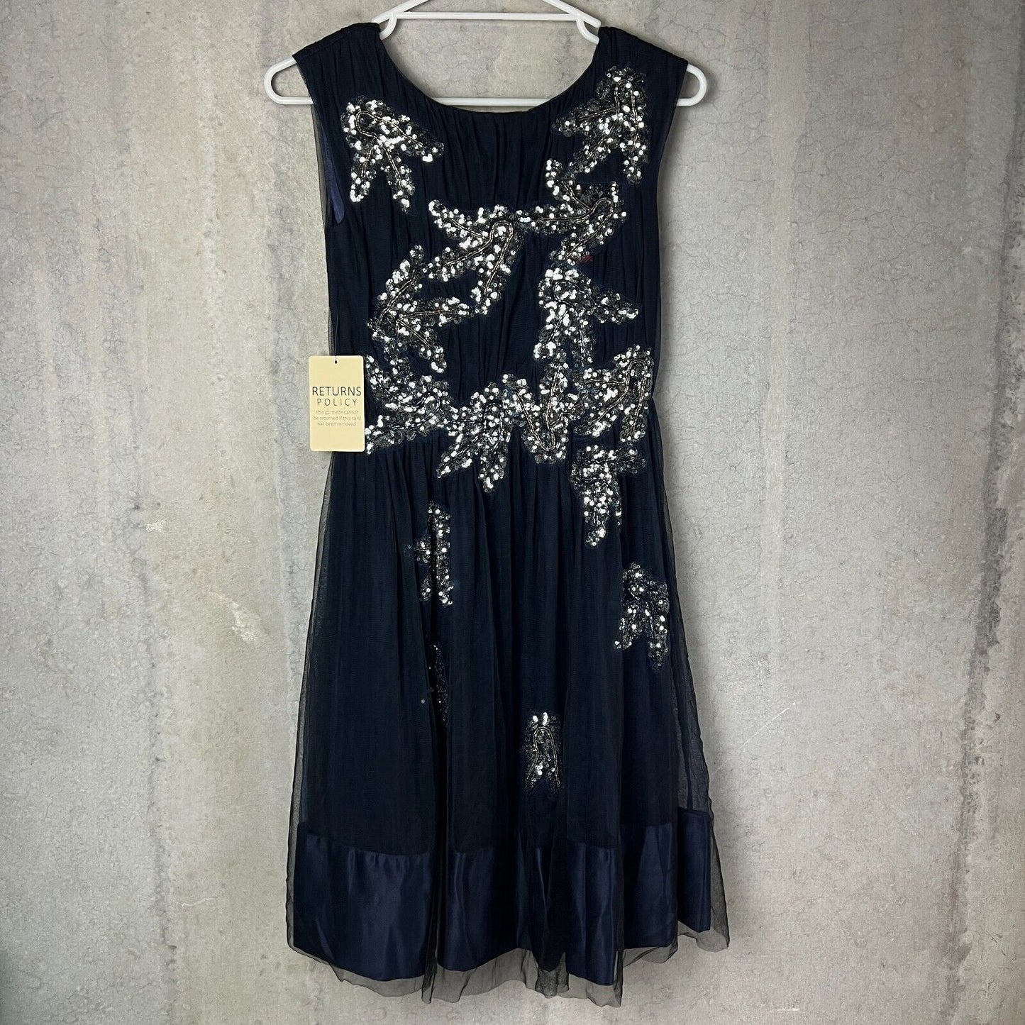 Phase Eight Womens Navy Blue Sequined Areatha Tulle Dress Size 8 (New)