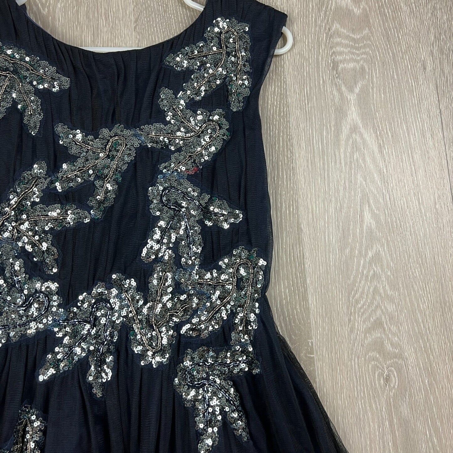 Phase Eight Womens Navy Blue Sequined Areatha Tulle Dress Size 8 (New)