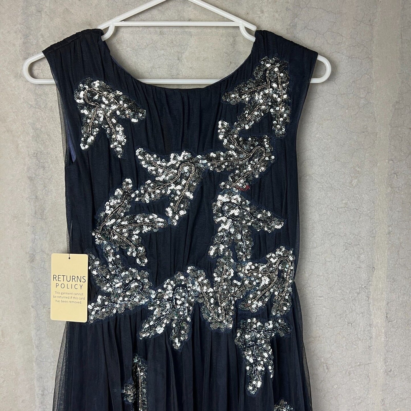 Phase Eight Womens Navy Blue Sequined Areatha Tulle Dress Size 8 (New)