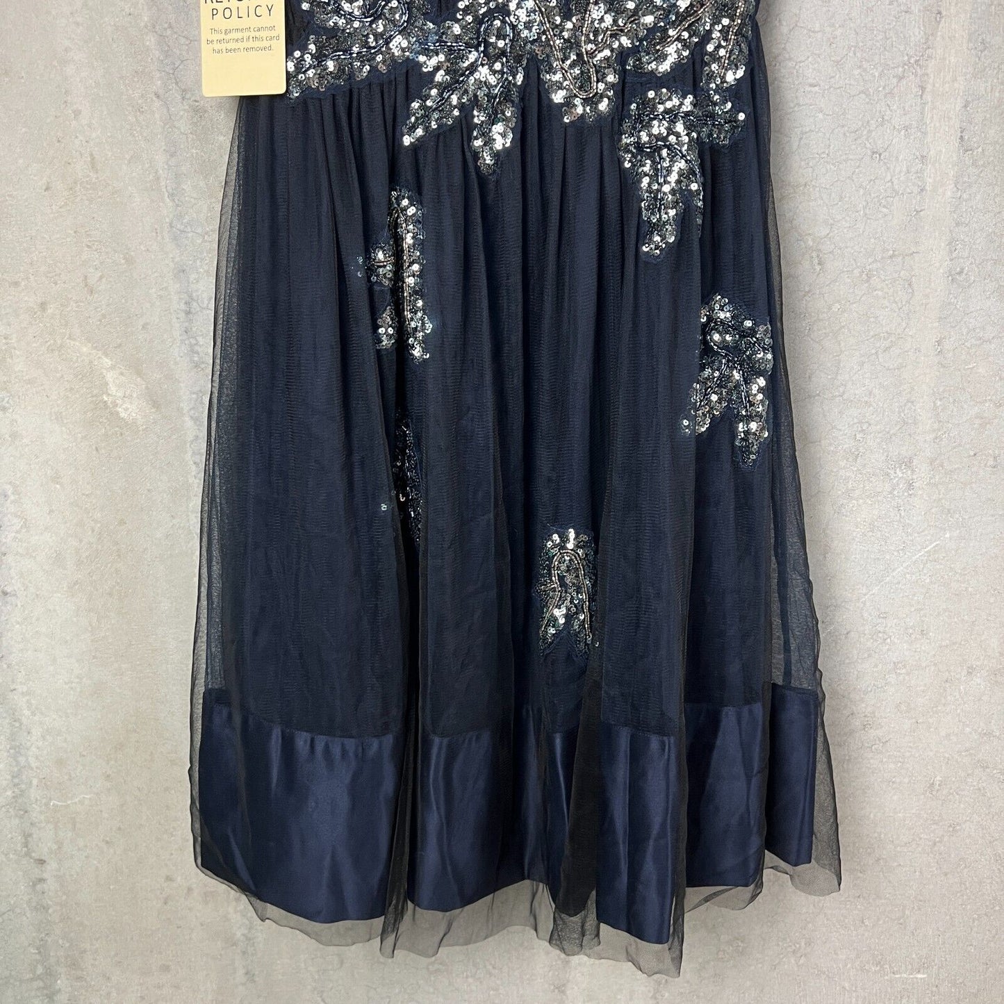 Phase Eight Womens Navy Blue Sequined Areatha Tulle Dress Size 8 (New)
