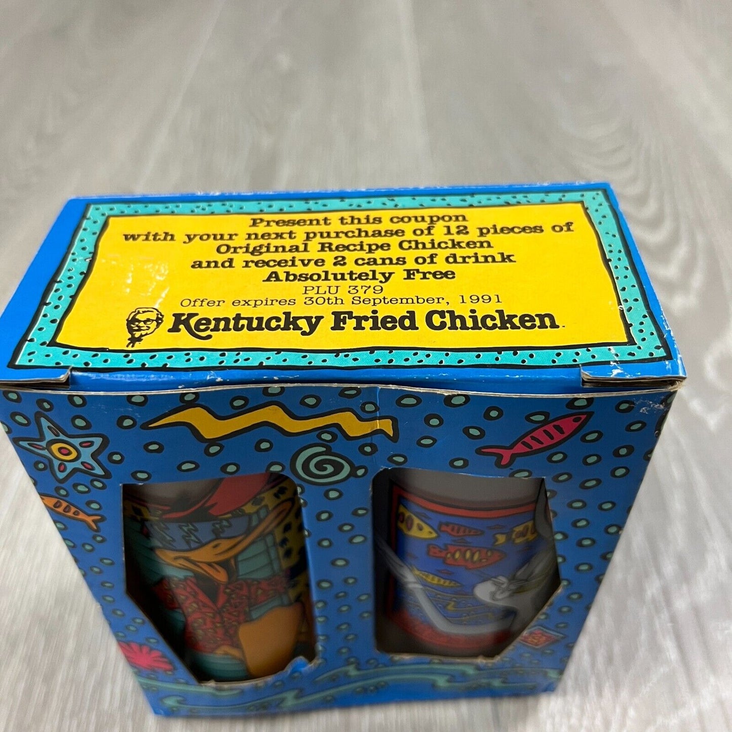 Vintage Looney Tunes KFC Promotional Glasses 1991 Original Box