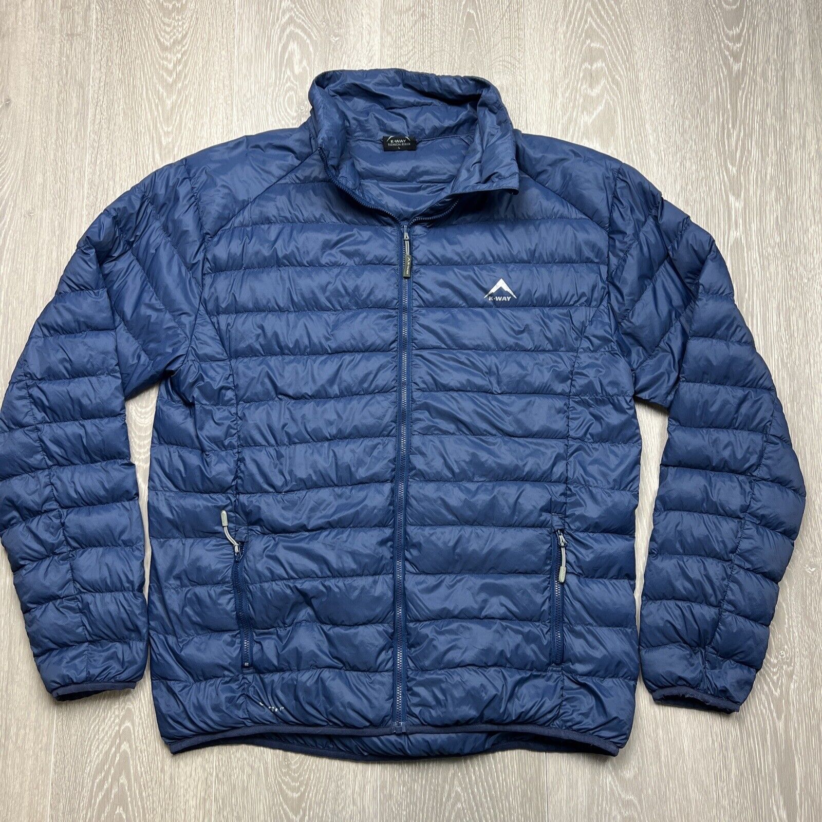 K Way Mens Blue Drake Puffer Down Jacket Size Large Shire Thrift