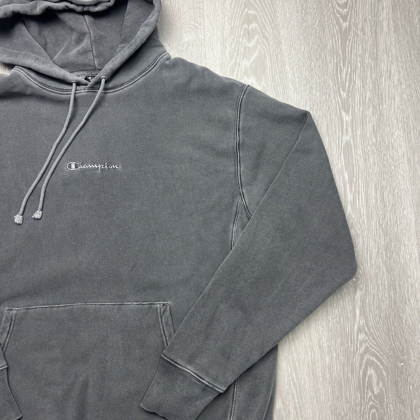 Champion Mens Pullover Charcoal Vintage Wash Hoodie Size Large