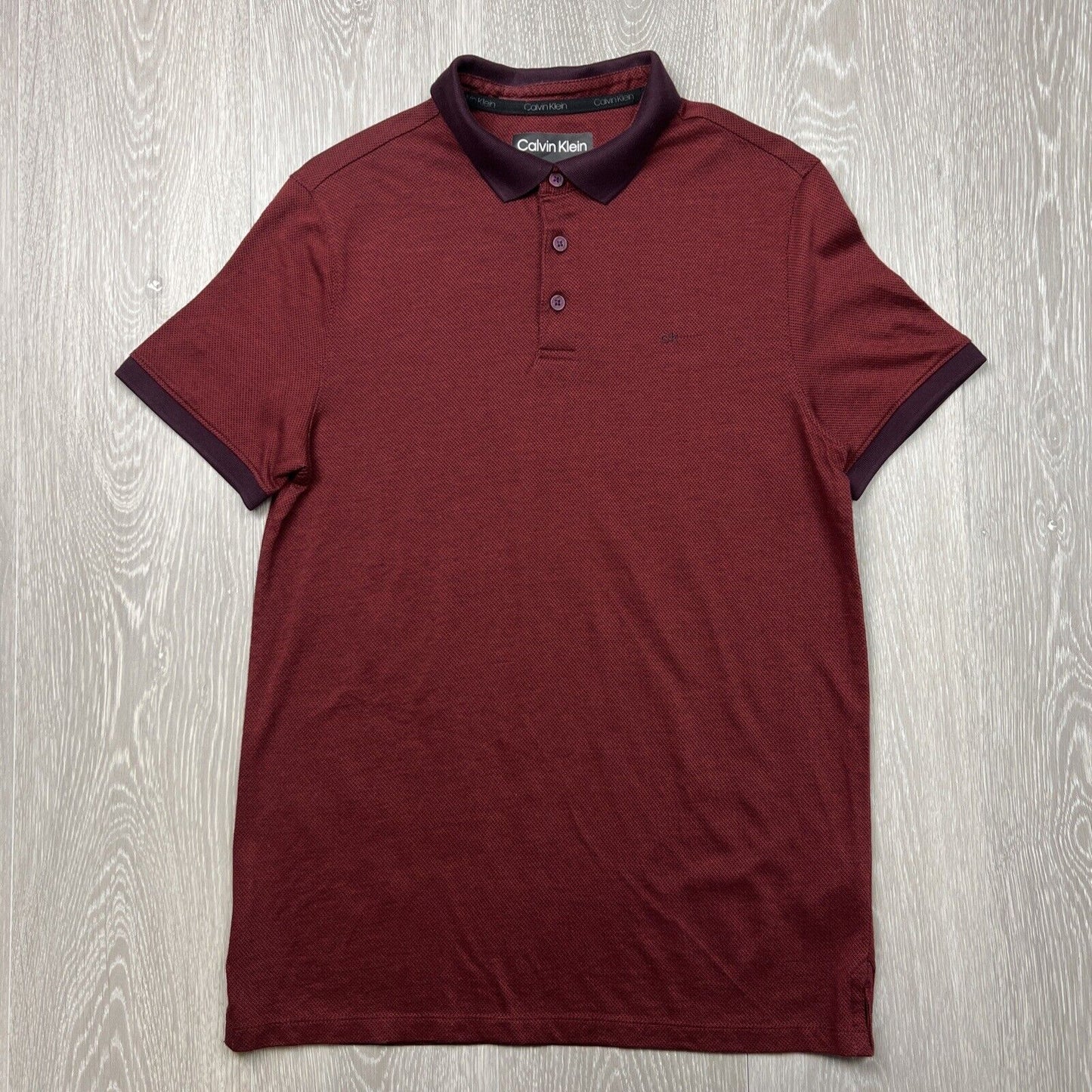 Calvin Klein Mens Red Short Sleeve Polo Shirt Size Small