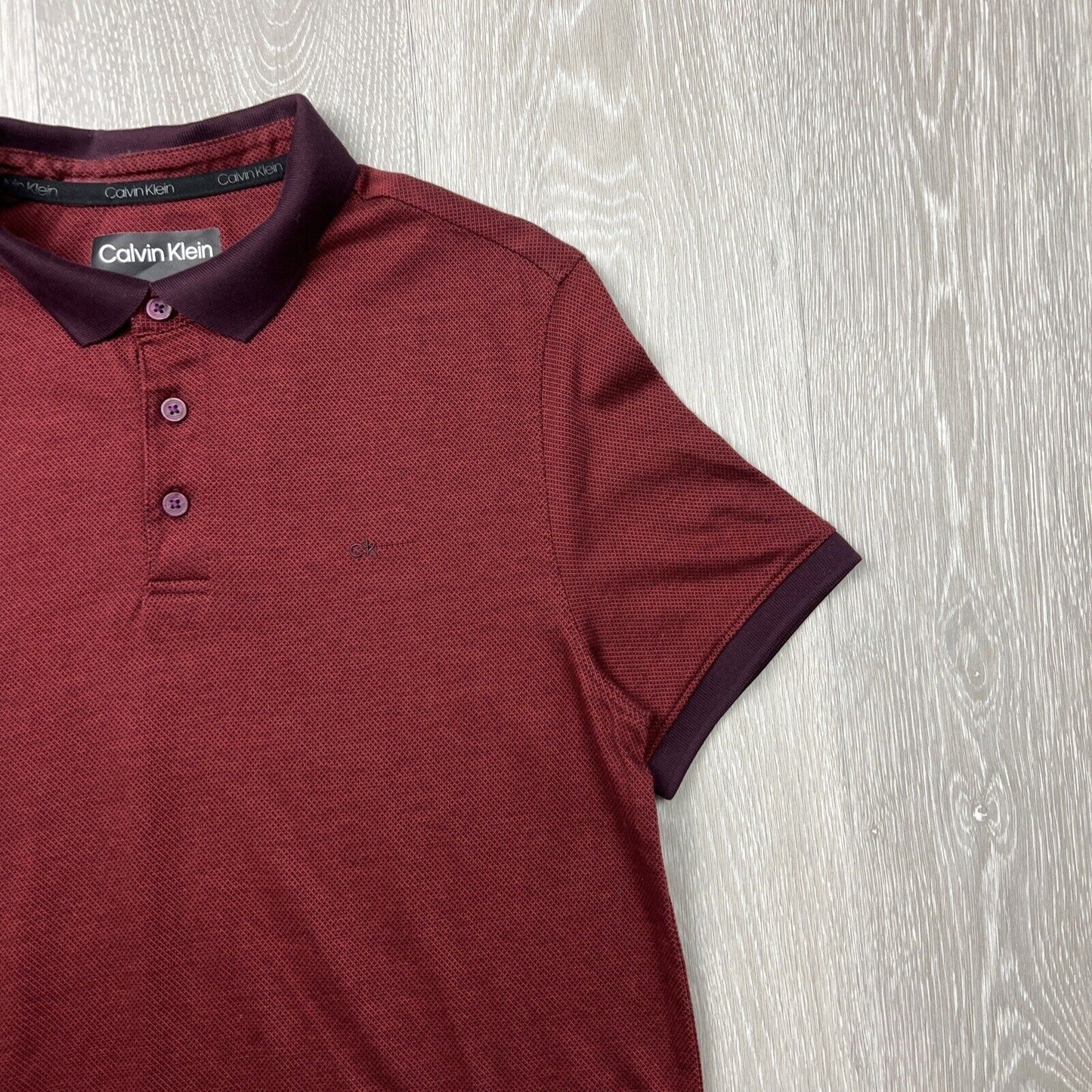 Calvin Klein Mens Red Short Sleeve Polo Shirt Size Small