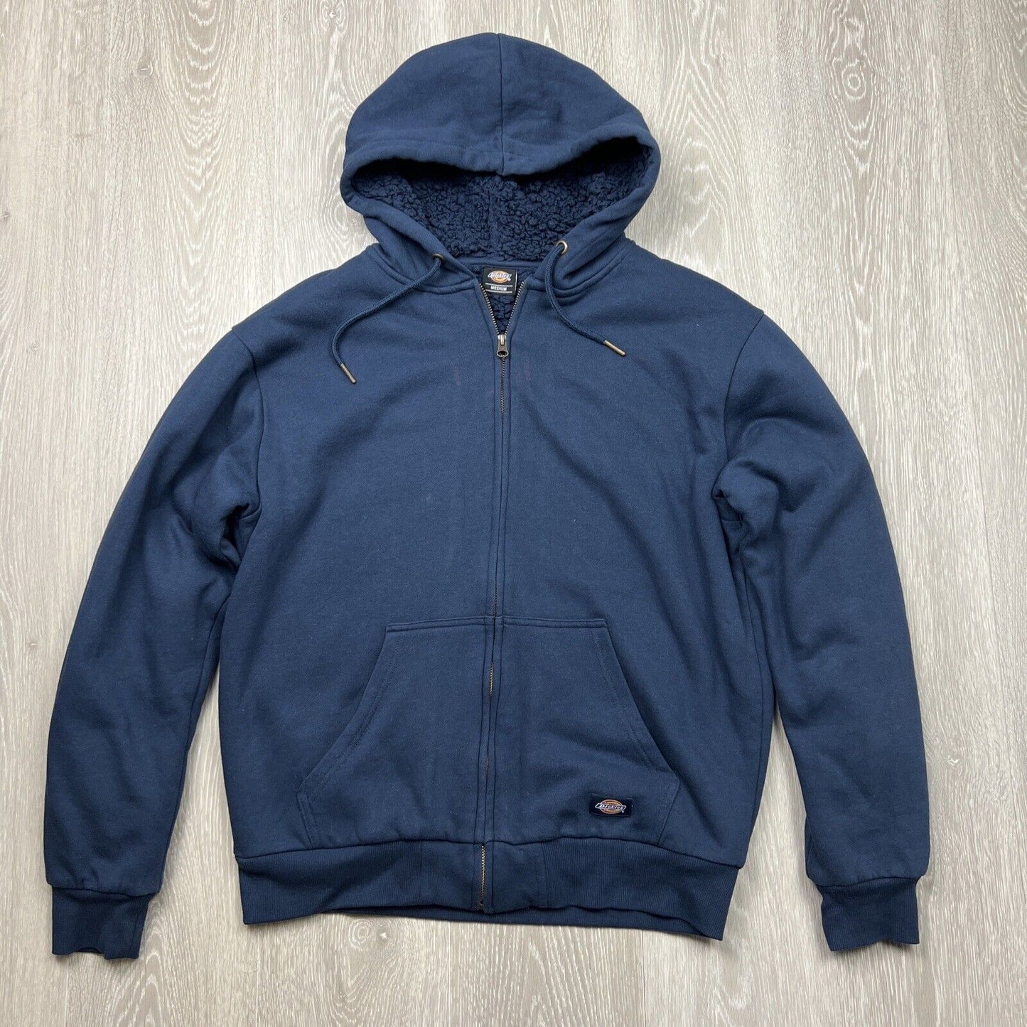 Dickies Mens Navy Blue Full Zip Fleece Lined Hoodie Size Medium