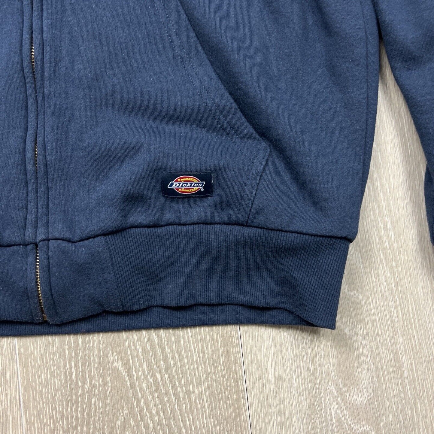 Dickies Mens Navy Blue Full Zip Fleece Lined Hoodie Size Medium