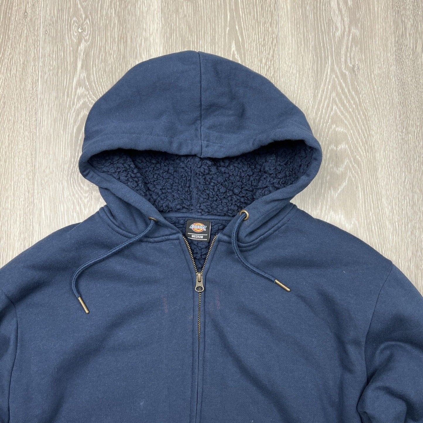 Dickies Mens Navy Blue Full Zip Fleece Lined Hoodie Size Medium