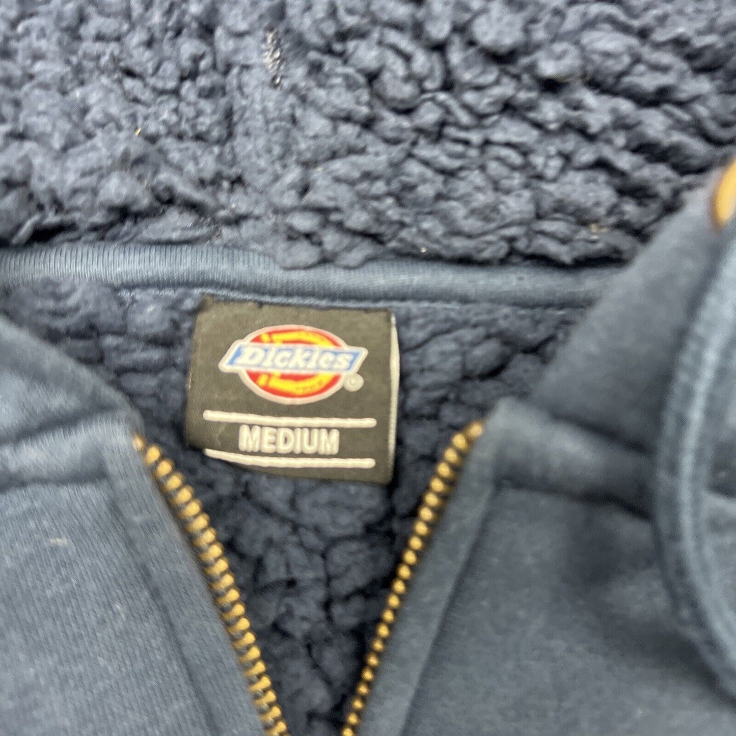 Dickies Mens Navy Blue Full Zip Fleece Lined Hoodie Size Medium