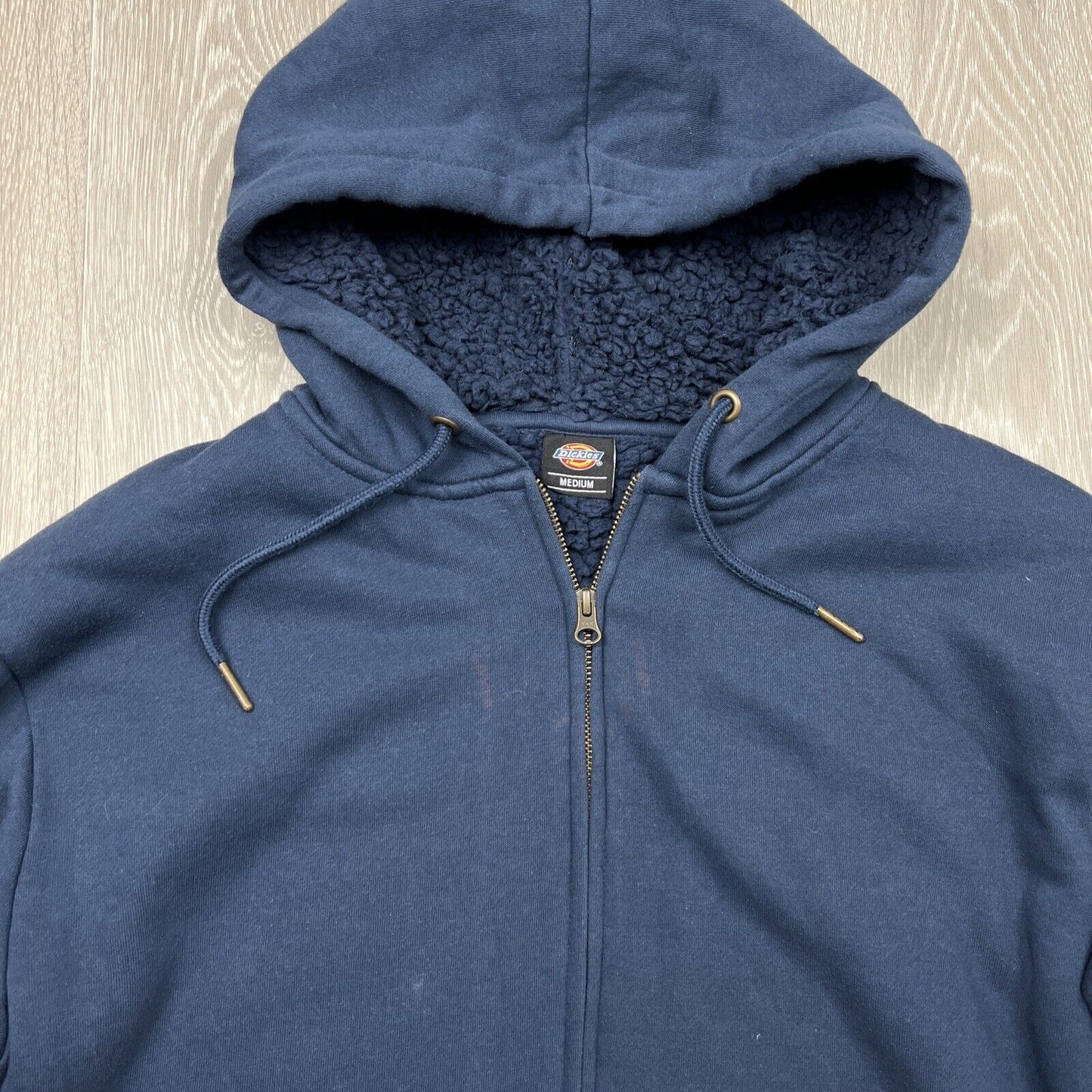 Dickies Mens Navy Blue Full Zip Fleece Lined Hoodie Size Medium