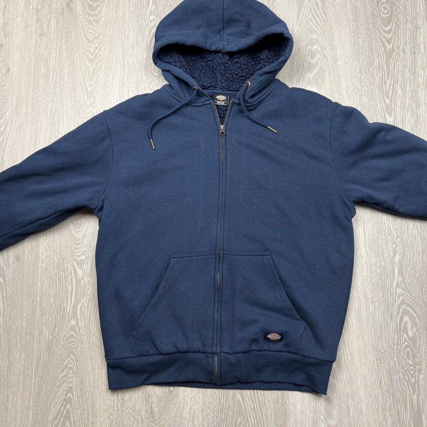 Dickies Mens Navy Blue Full Zip Fleece Lined Hoodie Size Medium