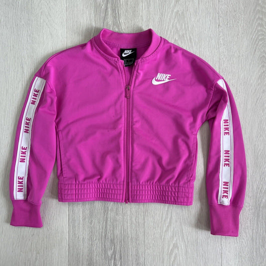 Nike Girls Pink Full Zip Tracksuit Jacket Size S / 8-10 Years