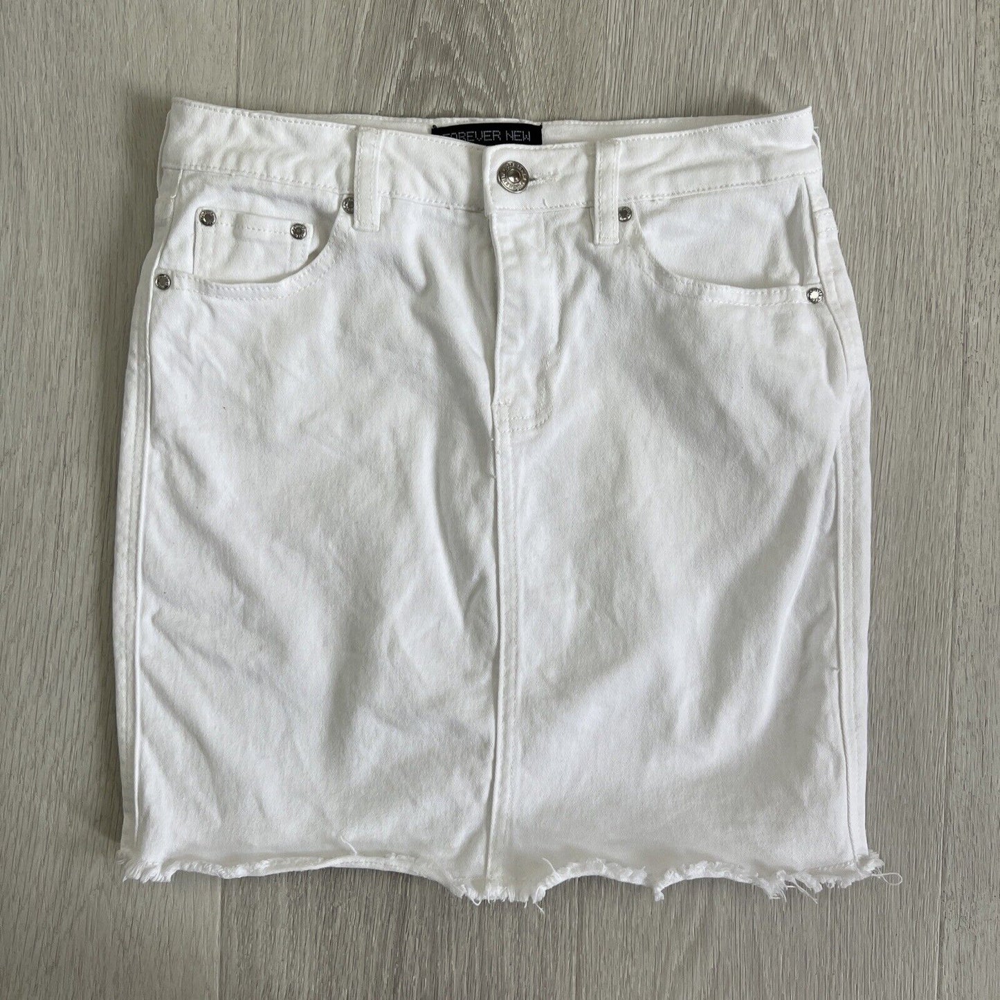 Forever New Womens White Denim Mini Skirt Size 6 AU