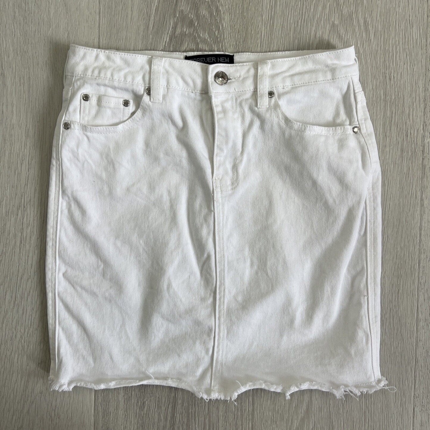 Forever New Womens White Denim Mini Skirt Size 6 AU