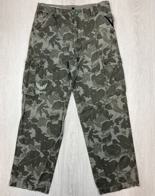 Billabong Mens Y2K Vintage Green Camo Cargo Pants Size 34