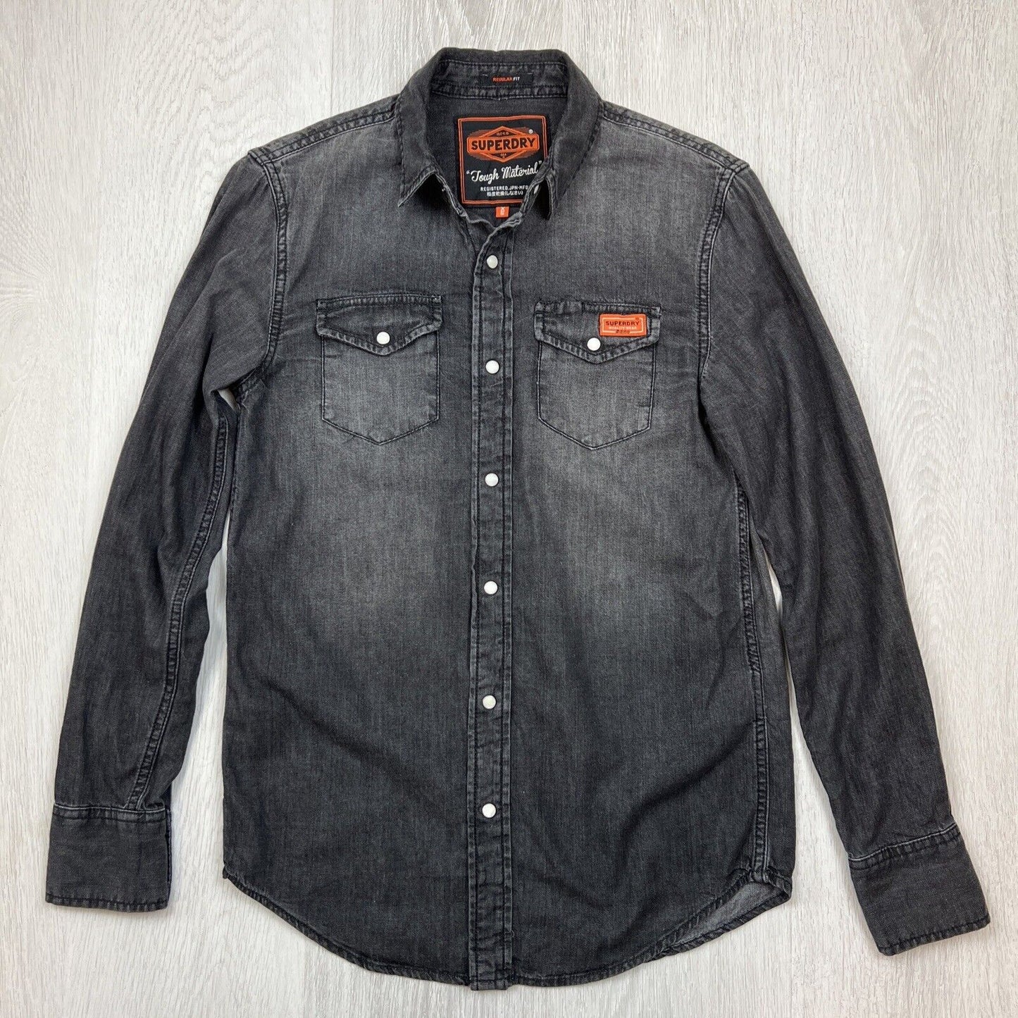 Superdry Black Long Sleeve Button Up Denim Shirt Size XS