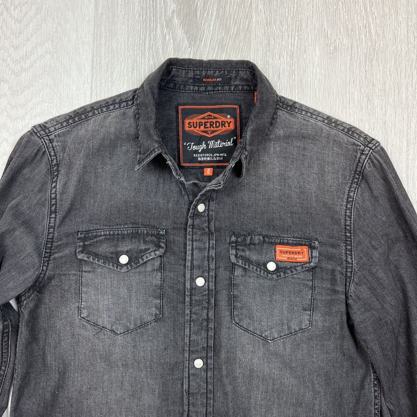 Superdry Black Long Sleeve Button Up Denim Shirt Size XS