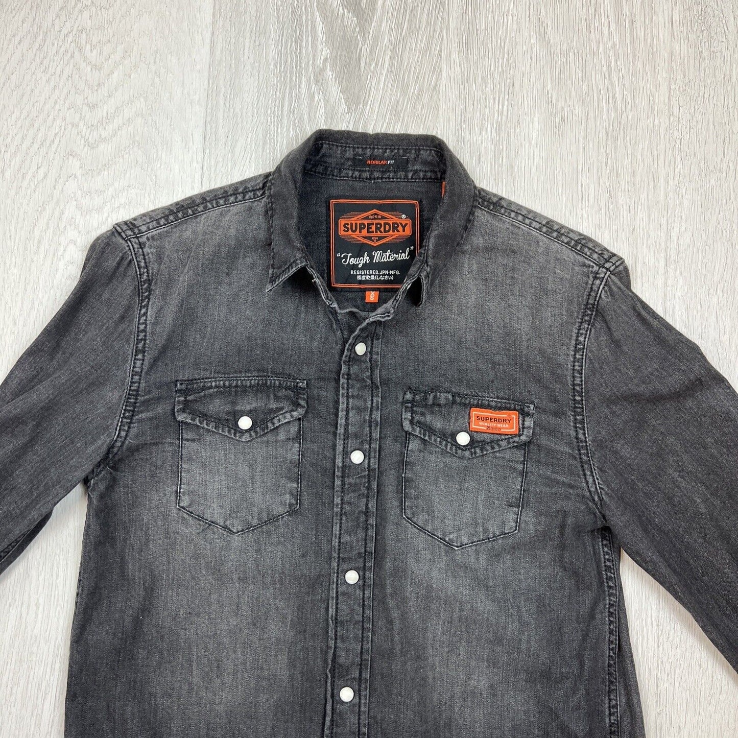 Superdry Black Long Sleeve Button Up Denim Shirt Size XS