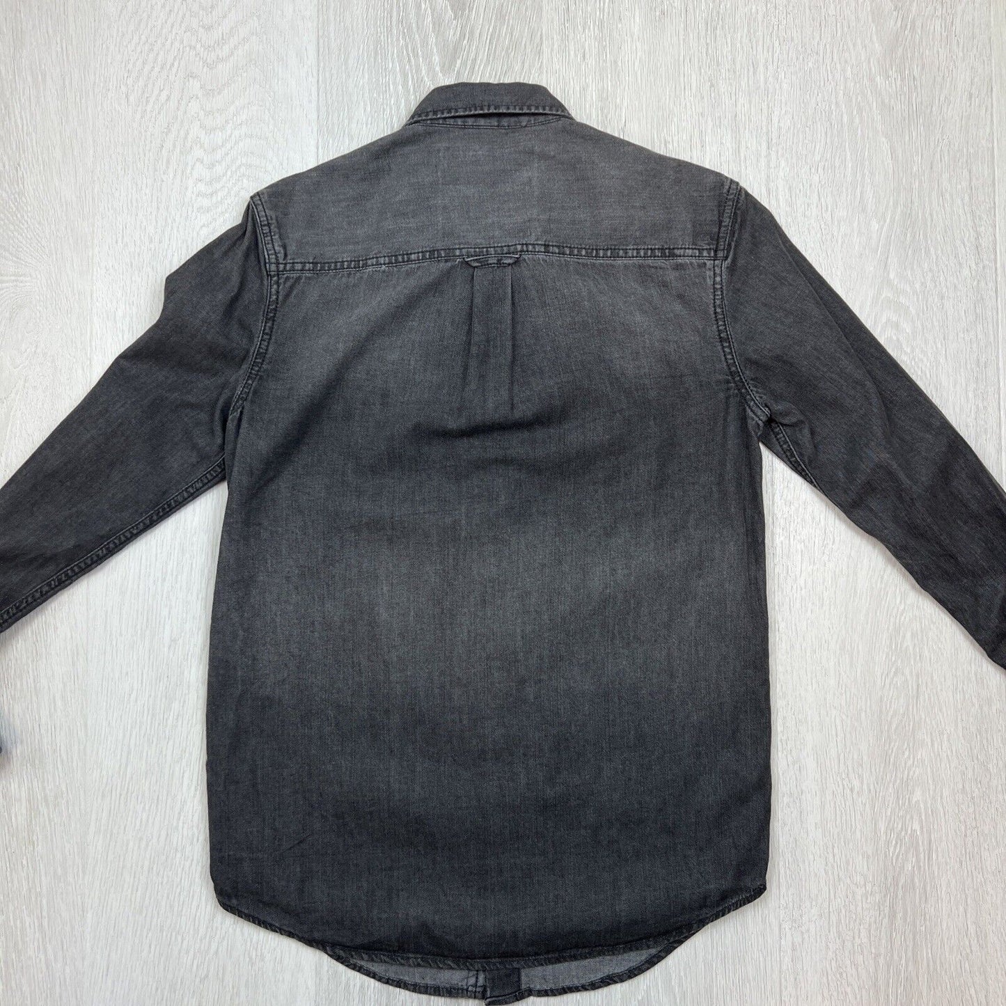 Superdry Black Long Sleeve Button Up Denim Shirt Size XS