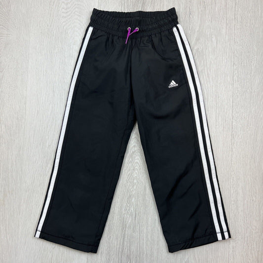 adidas Girls Black 3-Stripe Trackies Size 5-6 Years