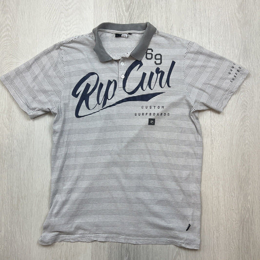 Rip Curl Mens Vintage Striped Polo Shirt Size Large