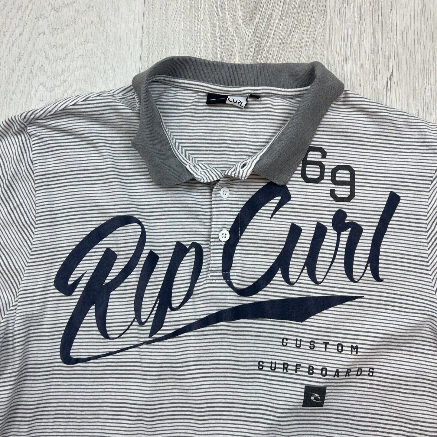 Rip Curl Mens Vintage Striped Polo Shirt Size Large