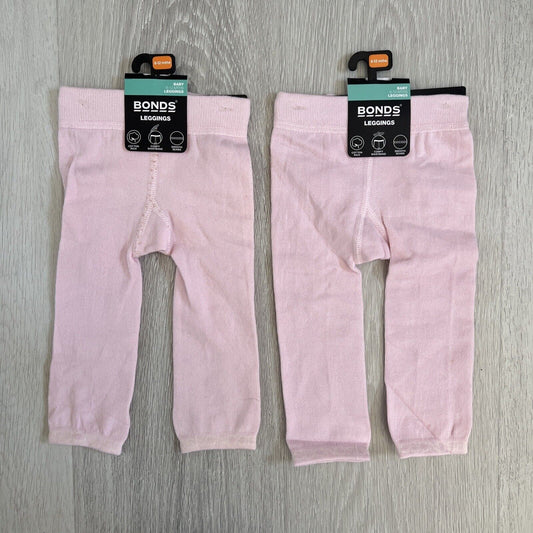 Bonds Baby Pink Leggings Size 6-12 Months (2 Pairs)