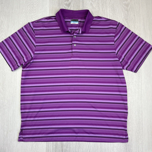 PGA Tour Mens Purple Stripped Polo Shirt Size 2XL