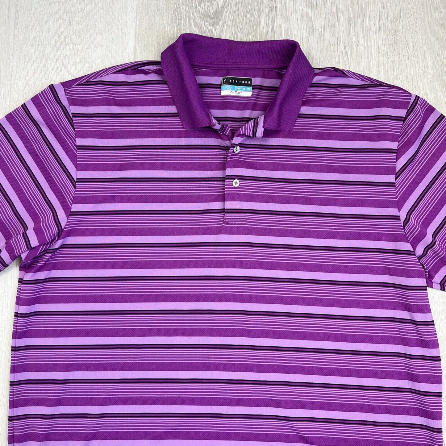 PGA Tour Mens Purple Stripped Polo Shirt Size 2XL