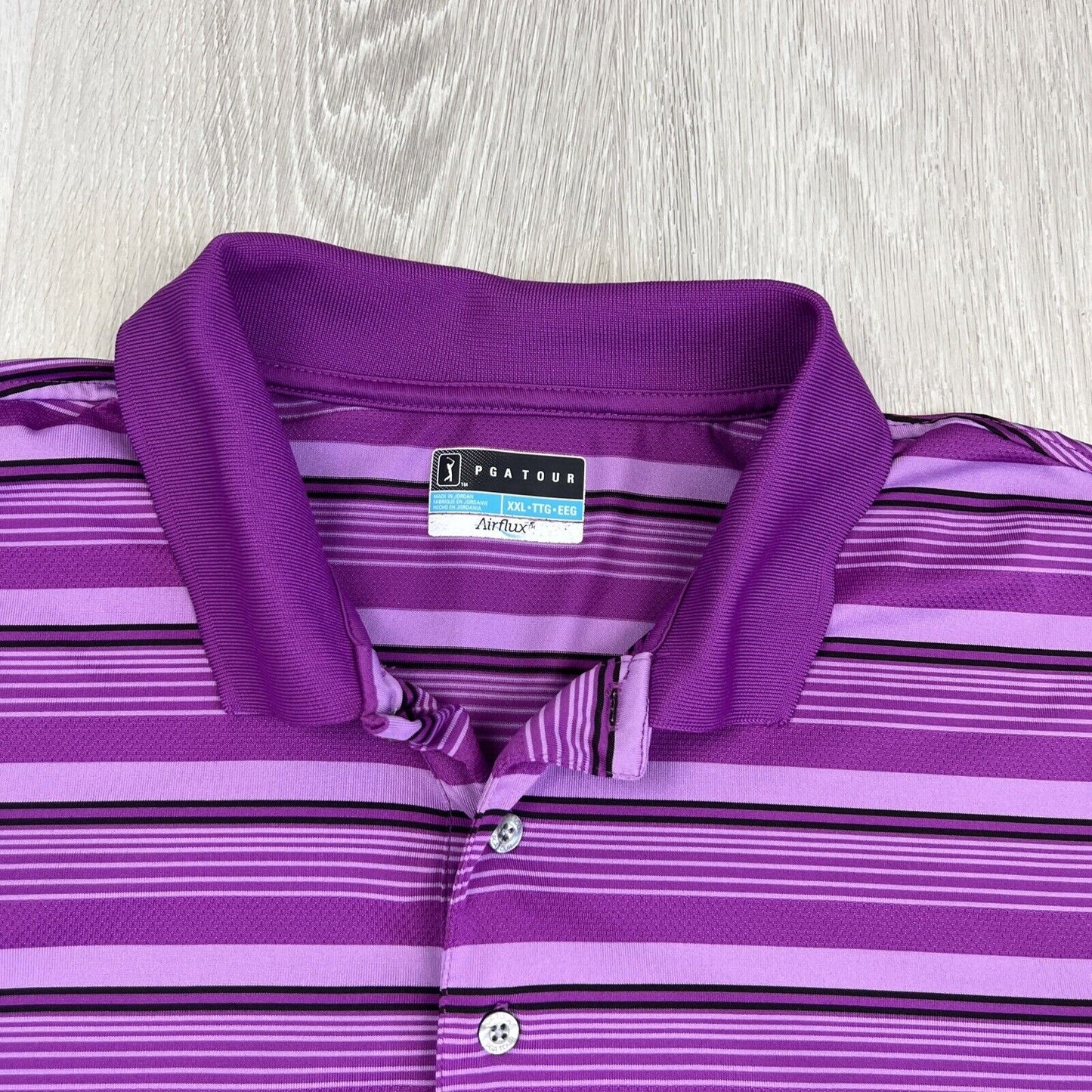 PGA Tour Mens Purple Stripped Polo Shirt Size 2XL