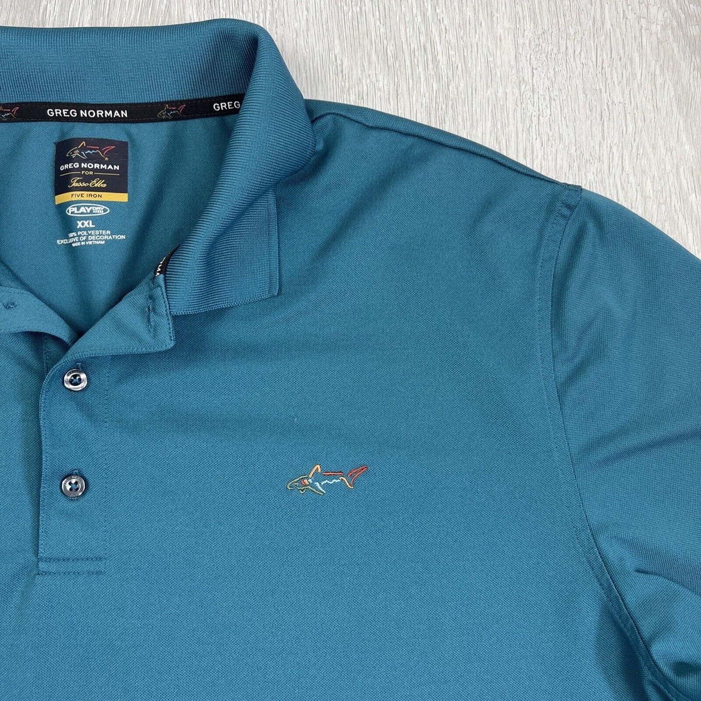 Greg Norman For Tasso Elba Mens Teal Golf Polo Shirt Size 2XL