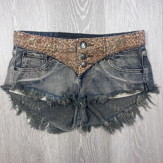 One Teaspoon Womens  Black Distressed Denim Shorts Size 28 Approx