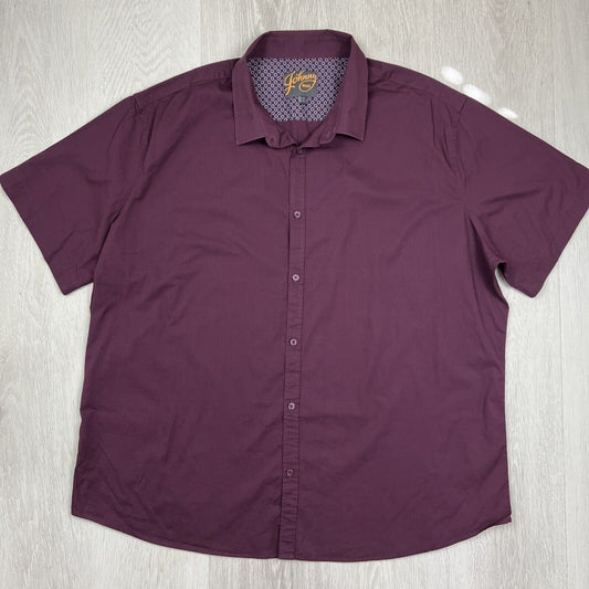 Johnny Bigg Mens Maroon Short Sleeve Button Up Shirt Size 4XL