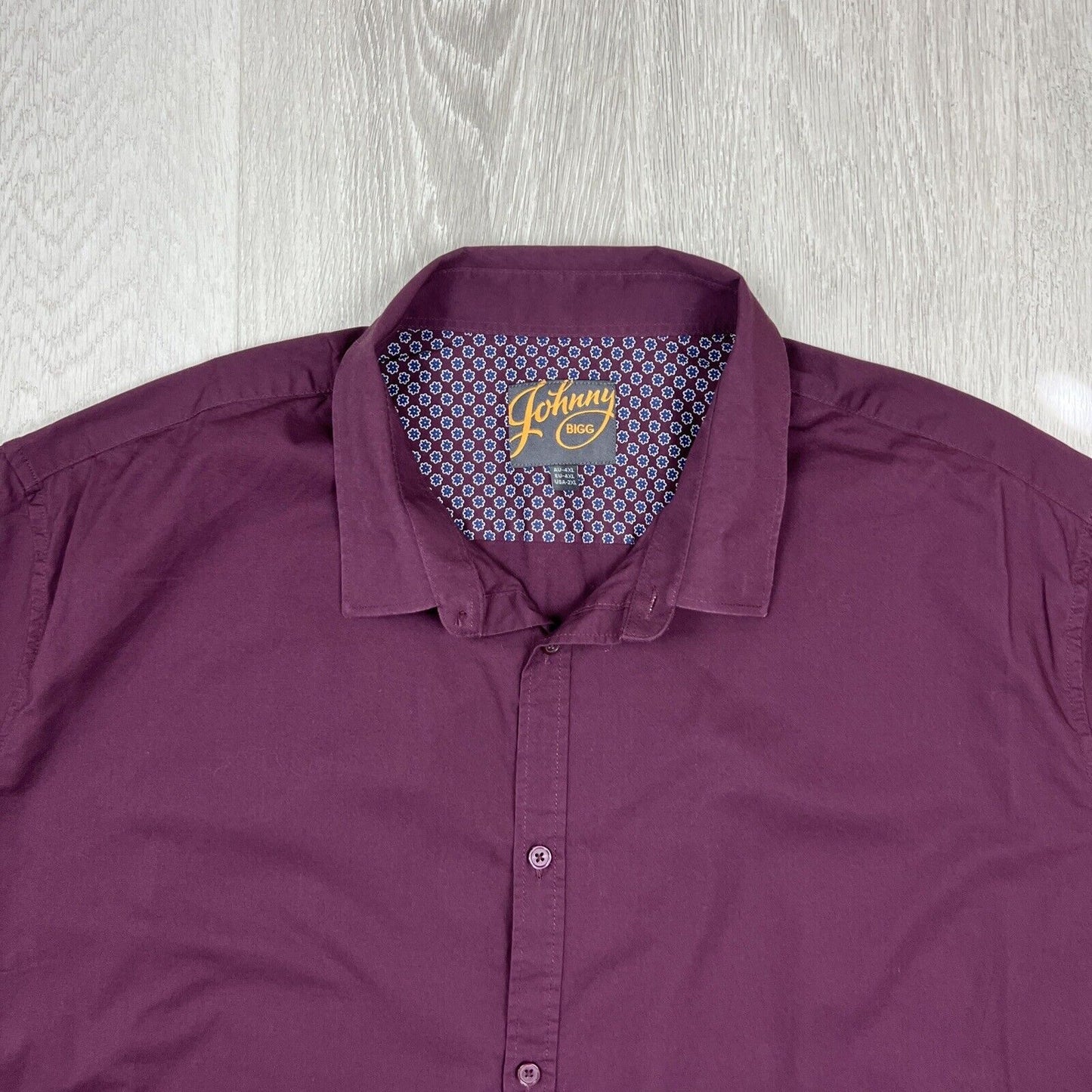 Johnny Bigg Mens Maroon Short Sleeve Button Up Shirt Size 4XL