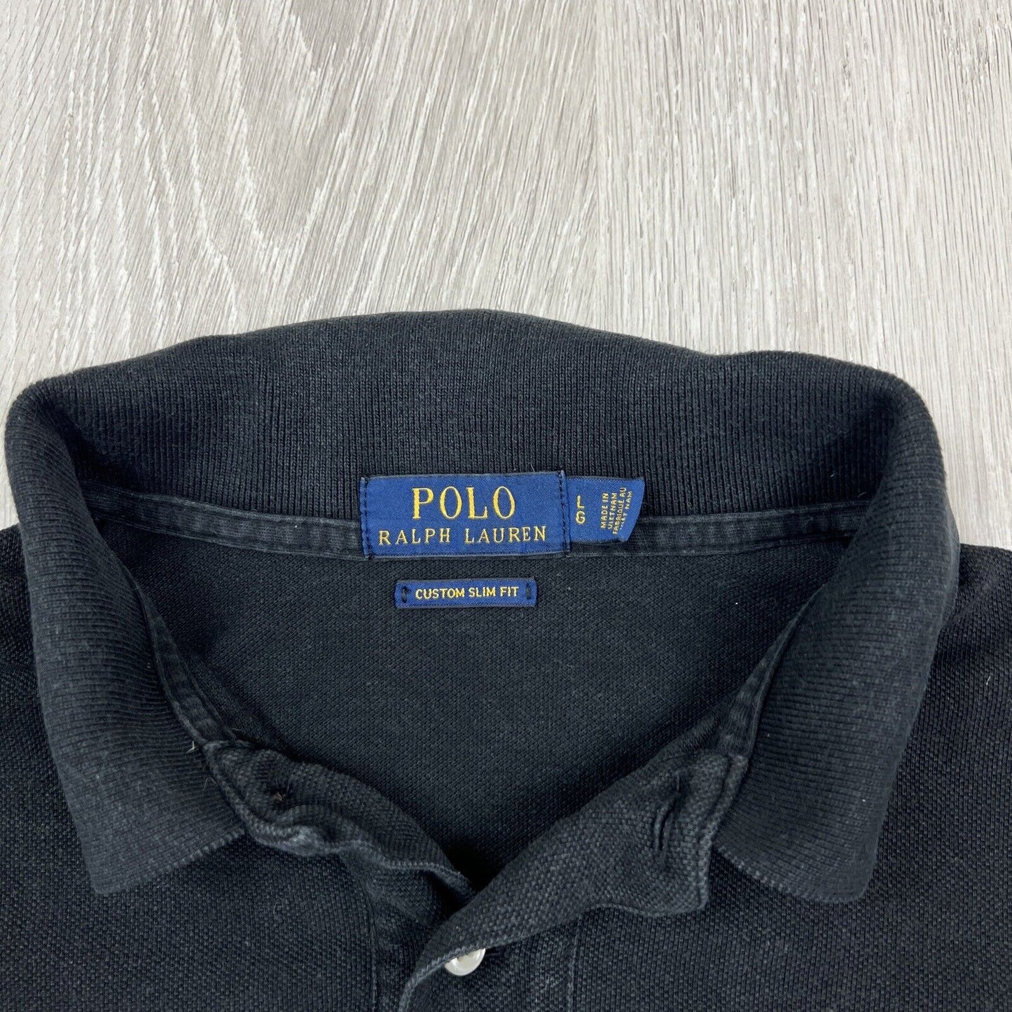 Ralph Lauren Mens Black Custom Slim Fit Polo Shirt Size Large