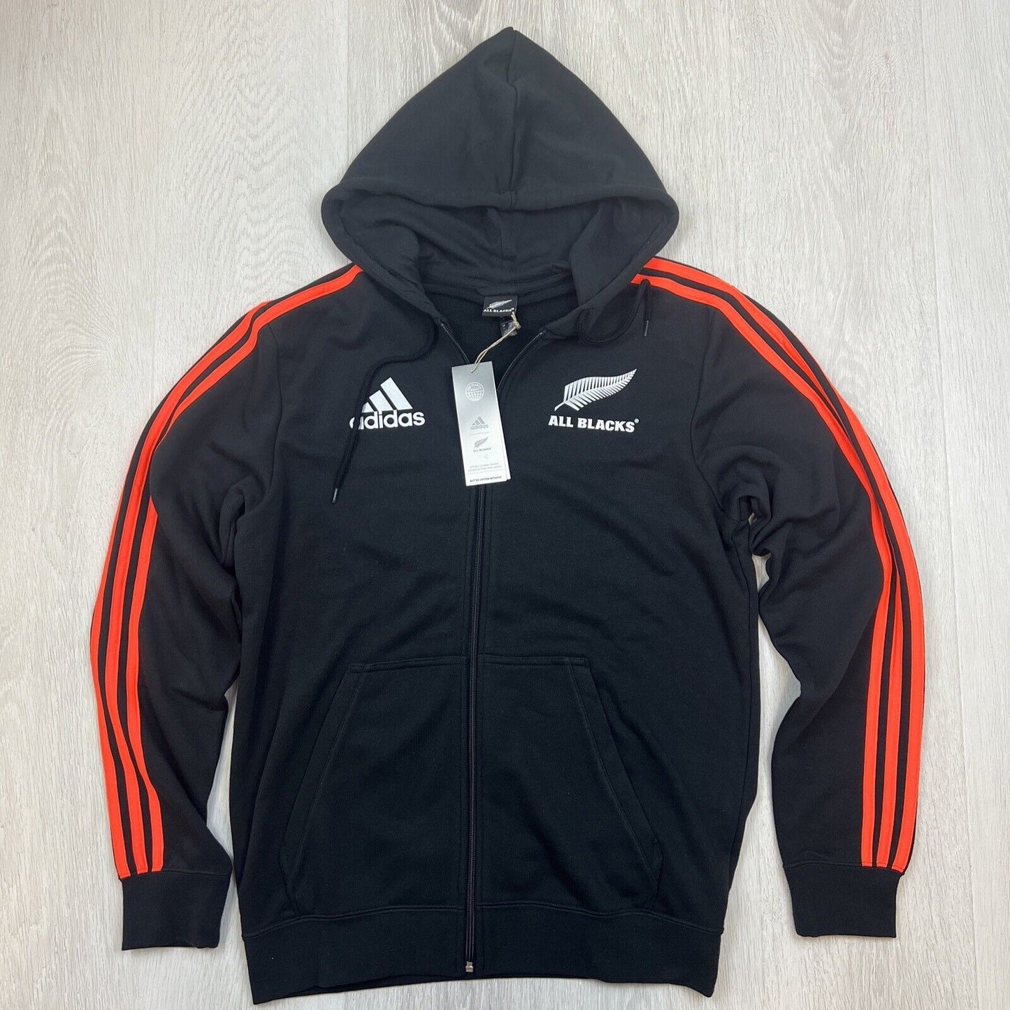 adidas Mens New Zealand All Blacks Full Zip Hoodie Size Medium (New)