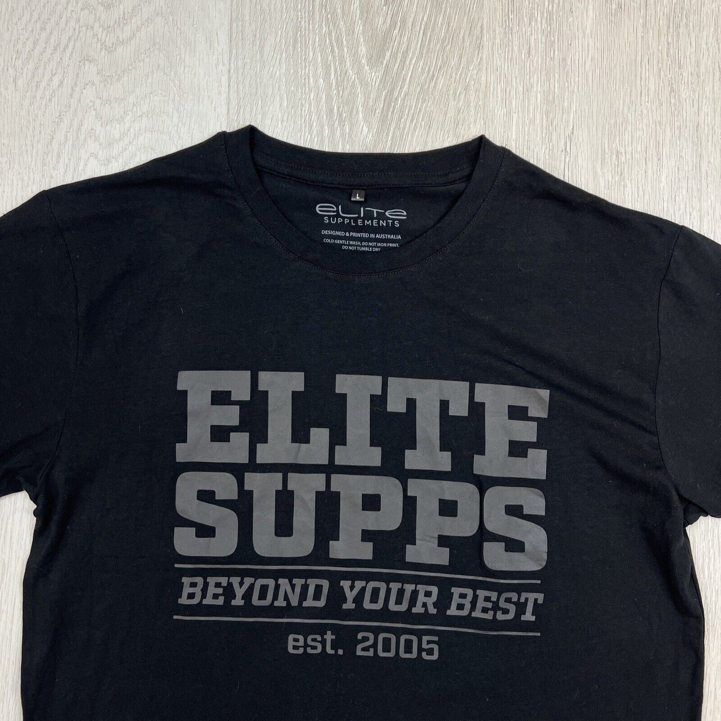 Elite Supplements Mens Black T-Shirt Size Large