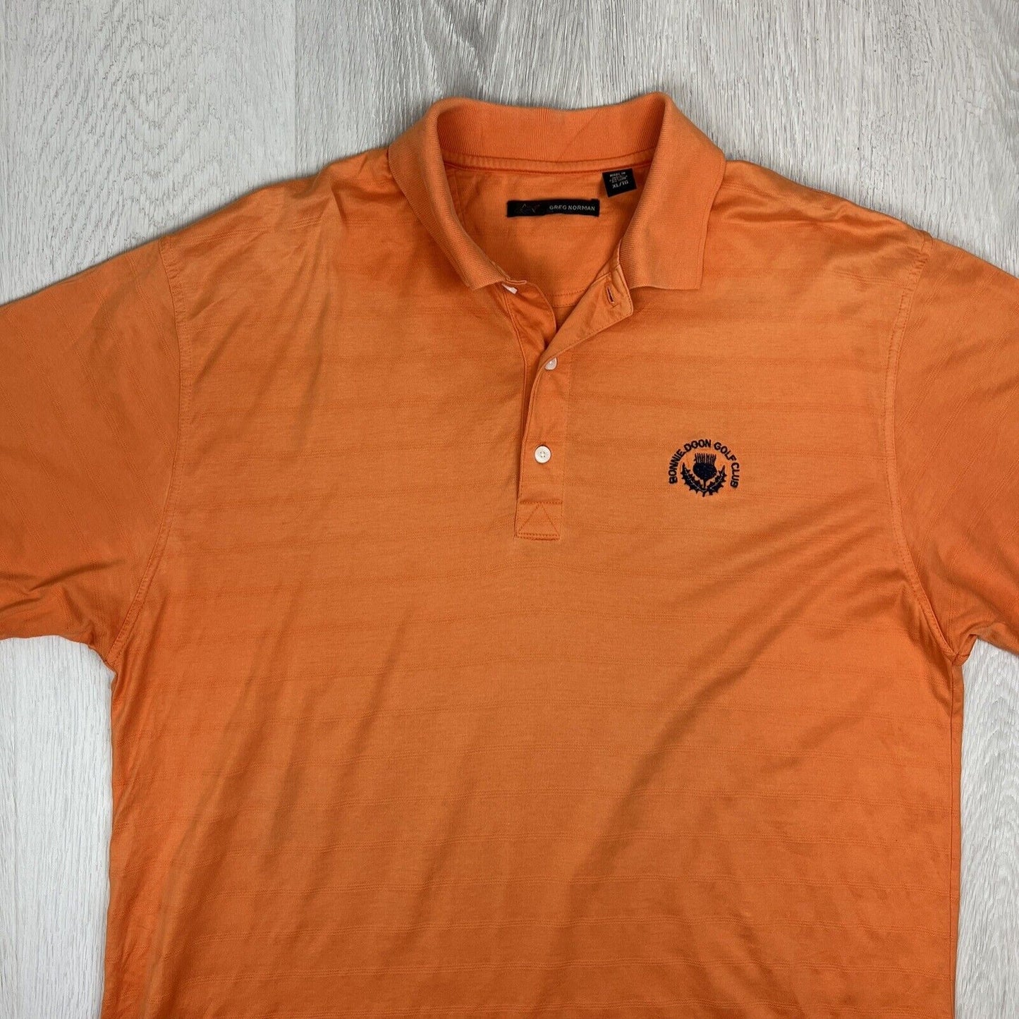 Greg Norman Bonnie Doon Golf Club Mens Orange Golf Polo Shirt Size XL