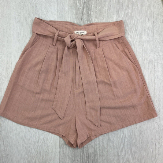 Iris Maxi Womens Light Pink Linen Blend Shorts with Tie Belt Zip Closure Size 10