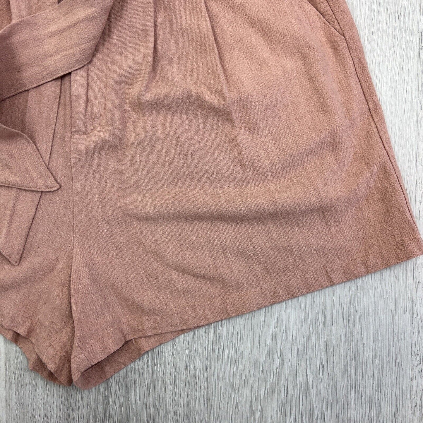 Iris Maxi Womens Light Pink Linen Blend Shorts with Tie Belt Zip Closure Size 10