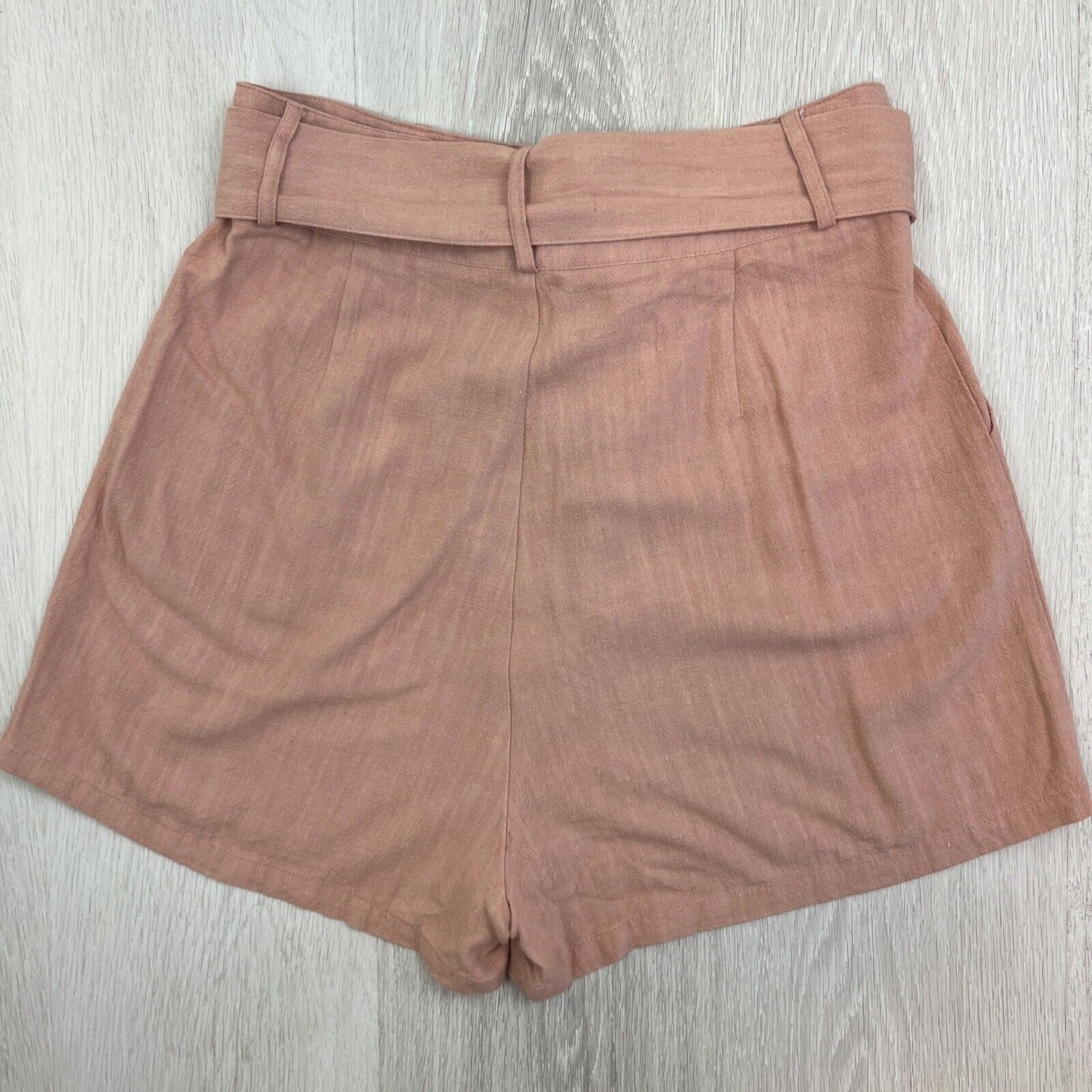 Iris Maxi Womens Light Pink Linen Blend Shorts with Tie Belt Zip Closure Size 10