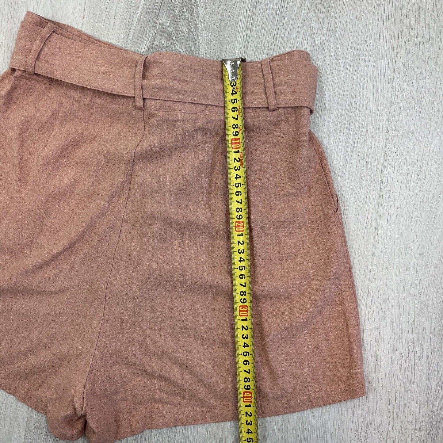 Iris Maxi Womens Light Pink Linen Blend Shorts with Tie Belt Zip Closure Size 10