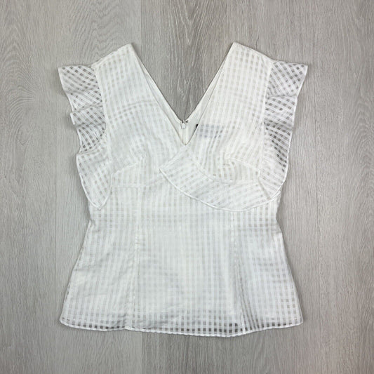 David Lawrence Womens White 40 Years Ruffle Tank Top Size 14