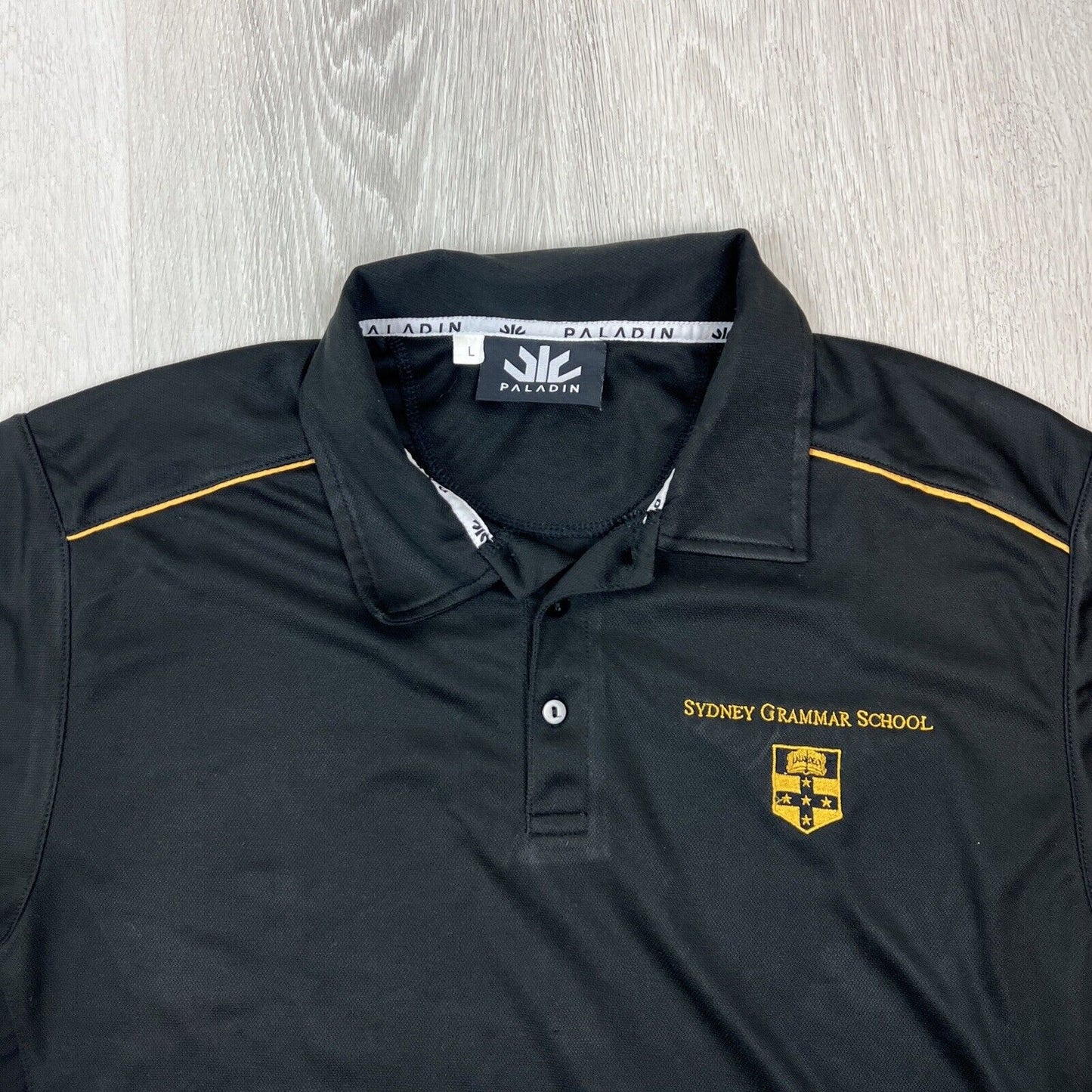 Paladin Mens Sydney Grammar School Black Polo Shirt Size Large