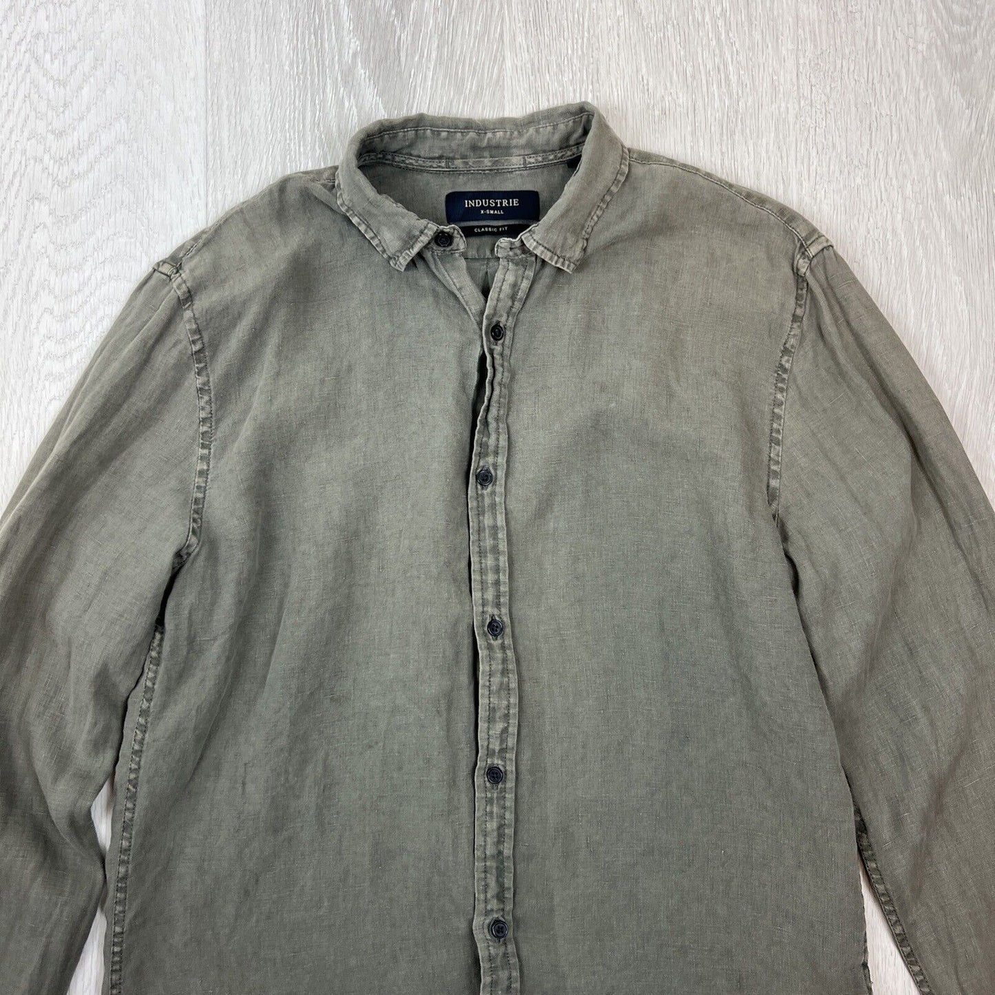 Industrie Mens Long Sleeve Button Up Linen Shirt Size XS