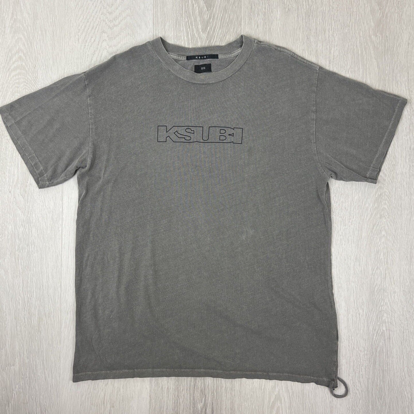 KSUBI Mens Distressed Grey Oversized T-Shirt Size XS (Fits M Easily)