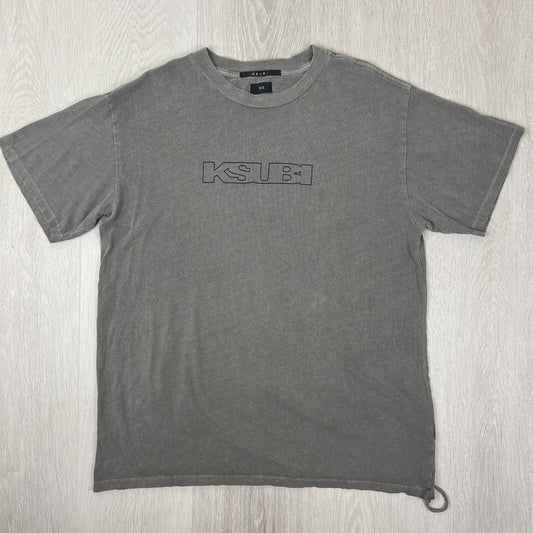 KSUBI Mens Distressed Grey Oversized T-Shirt Size XS