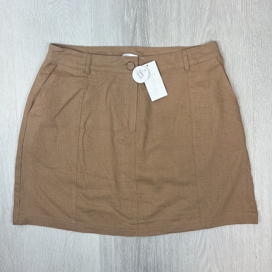 &Me Womens Brown Linen Blend Mini Skirt Size 14 (New)