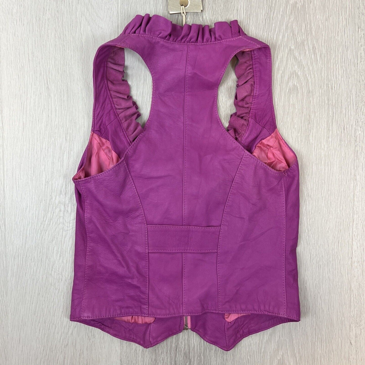 Imperial Womens Purple Leather Zip Up Tank Top Size M (New)